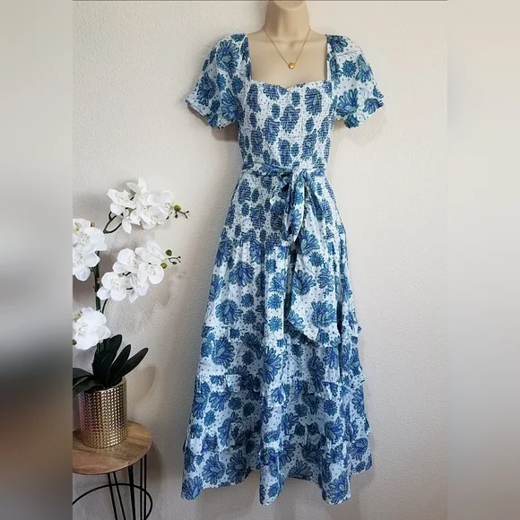 Point Sur Smocked Prairie Midi Dress